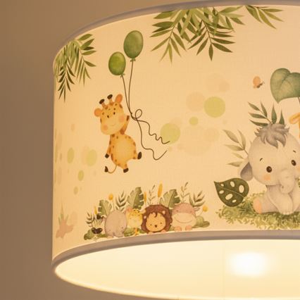 Brilagi - LED Children's pendant lamp on cable BOBO 1xE27/60W/230V pr. 35 cm white/jungle