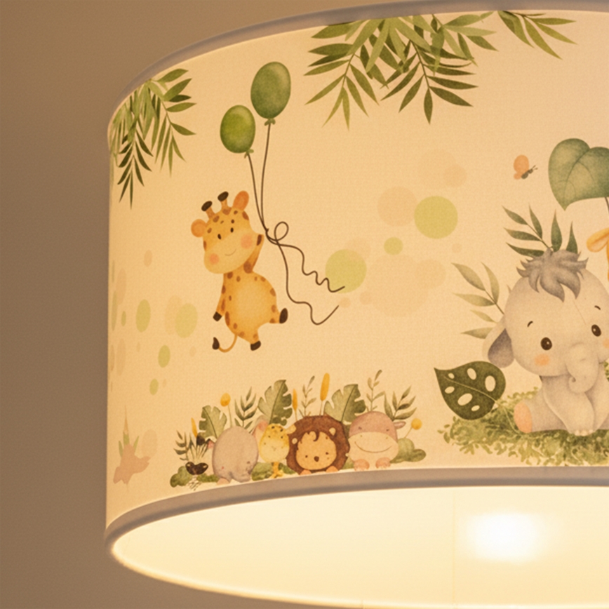 Brilagi - LED Children's pendant lamp on cable BOBO 1xE27/60W/230V pr. 35 cm white/jungle