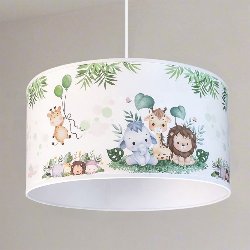 Brilagi - LED Children's pendant lamp on cable BOBO 1xE27/60W/230V pr. 35 cm white/jungle