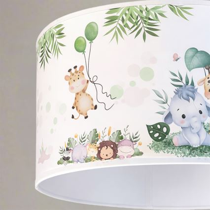 Brilagi - LED Children's pendant lamp on cable BOBO 1xE27/60W/230V pr. 35 cm white/jungle