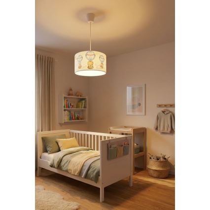 Brilagi - LED children's pendant lamp on cable BOBO 1xE27/60W/230V Ø 35 cm white/animal motif