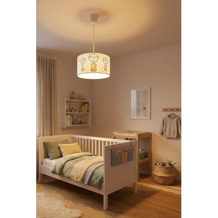 Brilagi - LED children's pendant lamp on cable BOBO 1xE27/60W/230V Ø 35 cm white/animal motif
