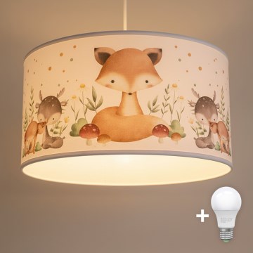 Brilagi - LED Children's pendant light on cord BOBO 1xE27/60W/230V Ø 35 cm white/animal motif