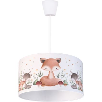 Brilagi - LED Children's pendant light on cord BOBO 1xE27/60W/230V Ø 35 cm white/animal motif
