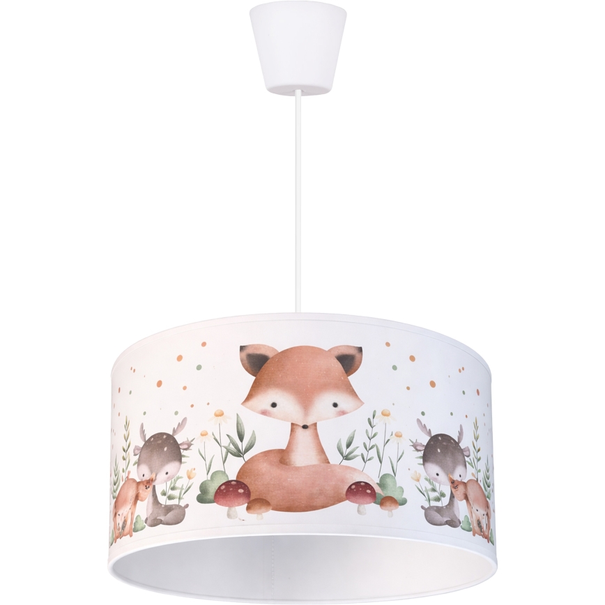 Brilagi - LED Children's pendant light on cord BOBO 1xE27/60W/230V Ø 35 cm white/animal motif
