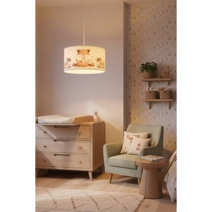 Brilagi - LED Children's pendant light on cord BOBO 1xE27/60W/230V Ø 35 cm white/animal motif