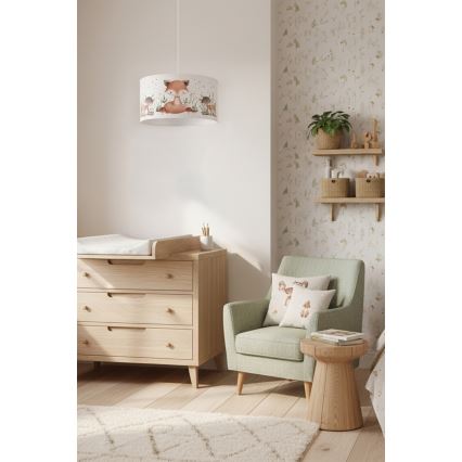 Brilagi - LED Children's pendant light on cord BOBO 1xE27/60W/230V Ø 35 cm white/animal motif