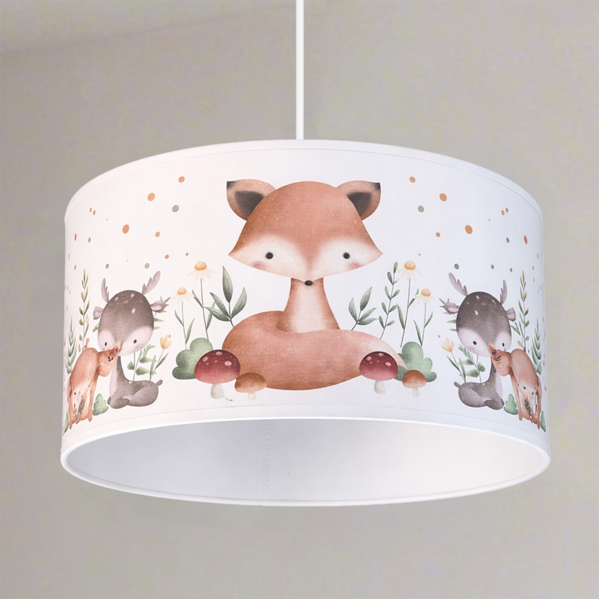 Brilagi - LED Children's pendant light on cord BOBO 1xE27/60W/230V Ø 35 cm white/animal motif
