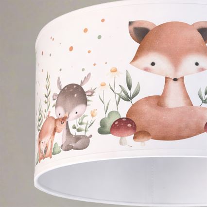 Brilagi - LED Children's pendant light on cord BOBO 1xE27/60W/230V Ø 35 cm white/animal motif
