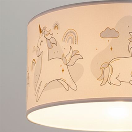 Brilagi - LED Kids Pendant Light on Cord BOBO 1xE27/60W/230V Ø 35 cm White/Unicorns