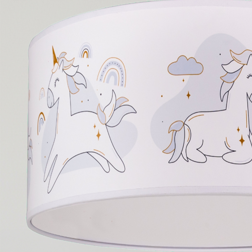 Brilagi - LED Kids Pendant Light on Cord BOBO 1xE27/60W/230V Ø 35 cm White/Unicorns