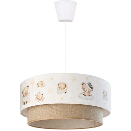Brilagi - LED Kids' pendant light on cable BOBO 1xE27/60W/230V Ø 40 cm white/beige/teddy bears