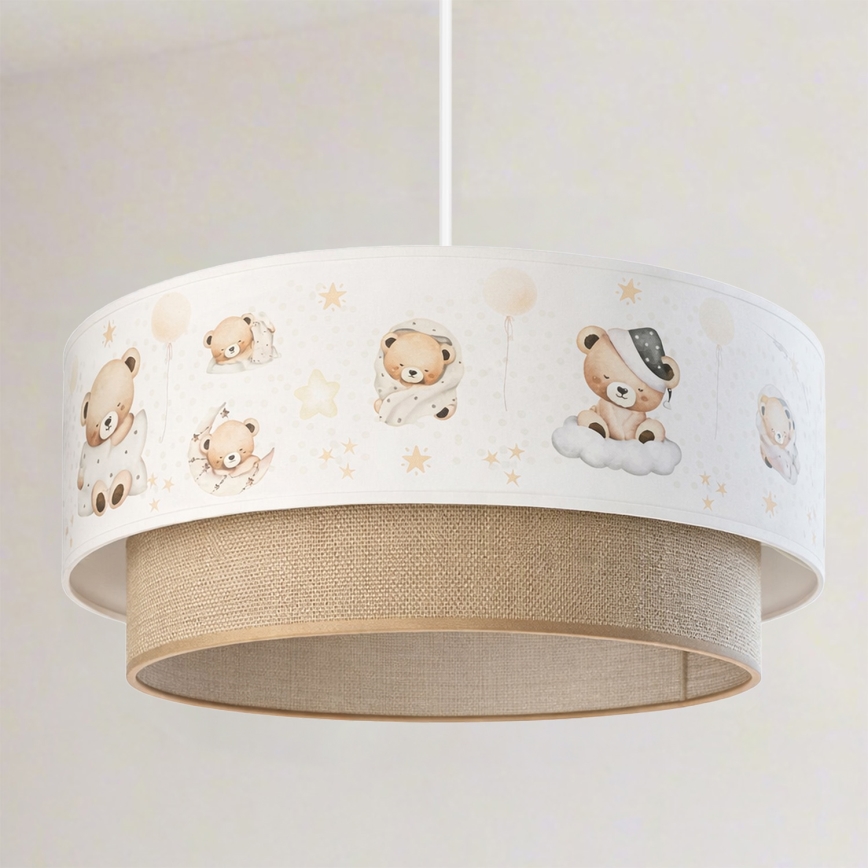 Brilagi - LED Kids' pendant light on cable BOBO 1xE27/60W/230V Ø 40 cm white/beige/teddy bears