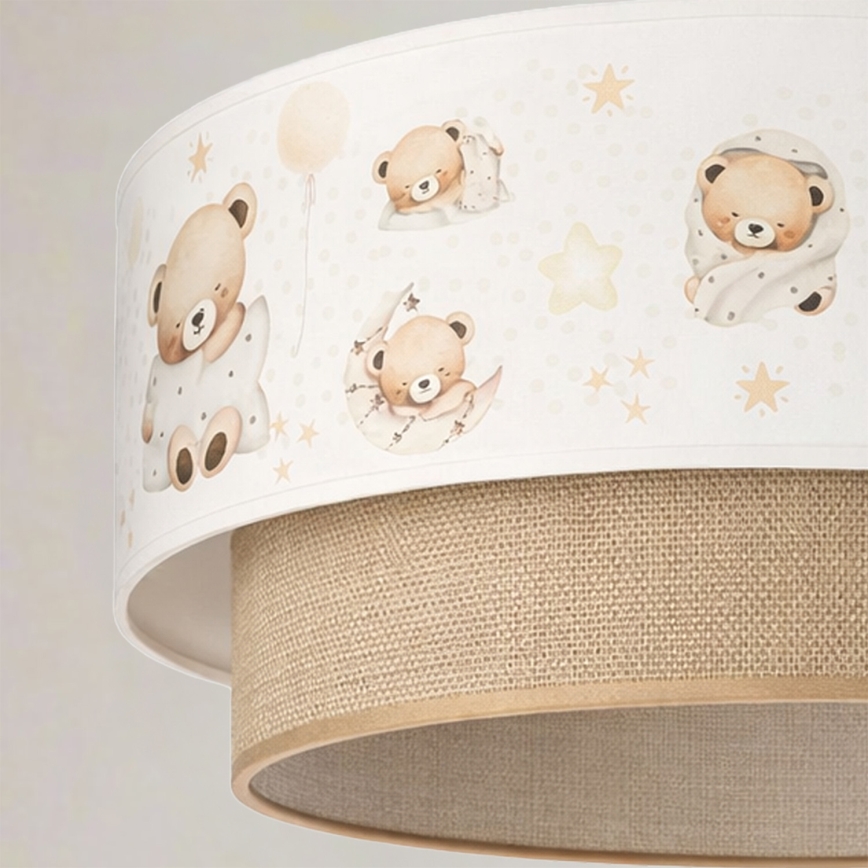 Brilagi - LED Kids' pendant light on cable BOBO 1xE27/60W/230V Ø 40 cm white/beige/teddy bears