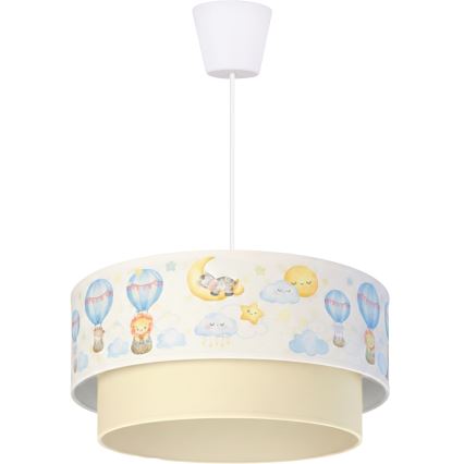 Brilagi - BOBO LED corded children's pendant light 1xE27/60W/230V Ø 40 cm white/beige with animal motifs