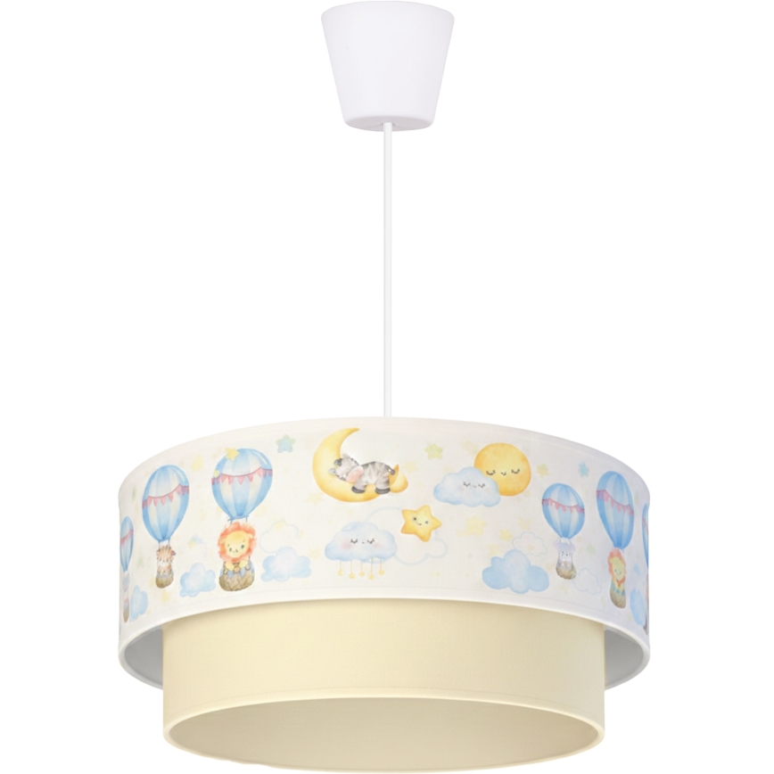 Brilagi - BOBO LED corded children's pendant light 1xE27/60W/230V Ø 40 cm white/beige with animal motifs