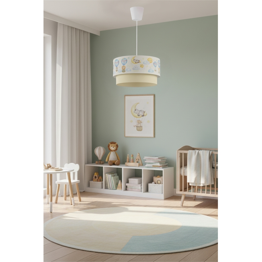 Brilagi - BOBO LED corded children's pendant light 1xE27/60W/230V Ø 40 cm white/beige with animal motifs