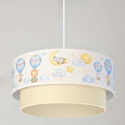 Brilagi - BOBO LED corded children's pendant light 1xE27/60W/230V Ø 40 cm white/beige with animal motifs