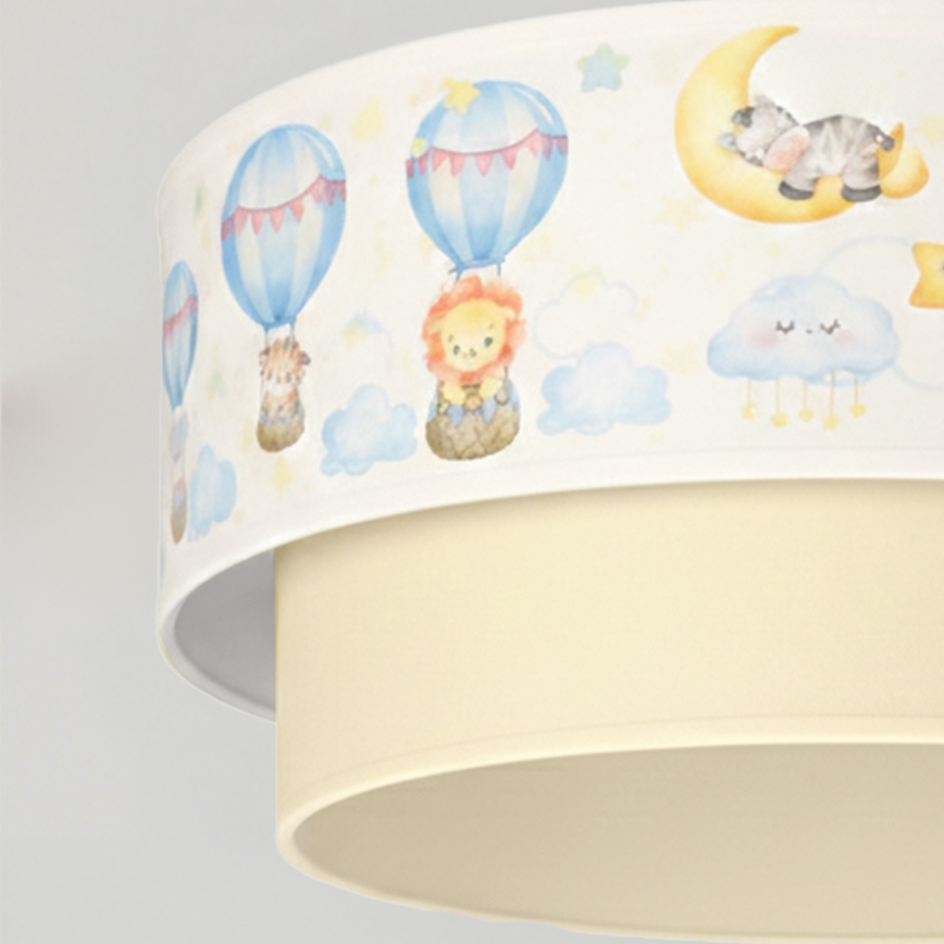 Brilagi - BOBO LED corded children's pendant light 1xE27/60W/230V Ø 40 cm white/beige with animal motifs