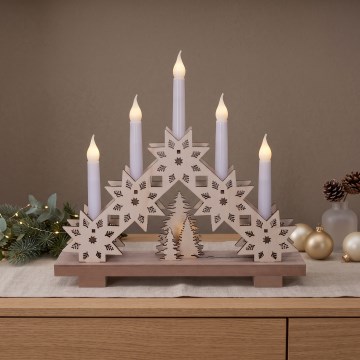 BRILAGI - LED Christmas candle holder 5xLED/2xAA beige