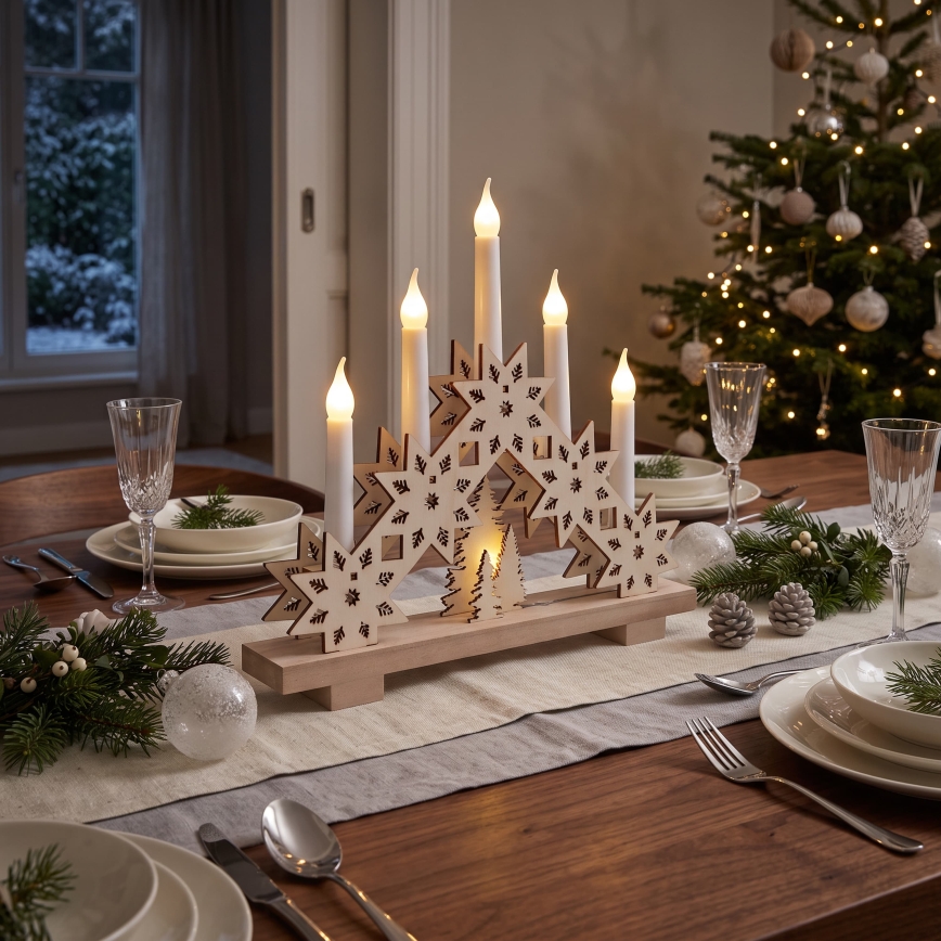 BRILAGI - LED Christmas candle holder 5xLED/2xAA beige