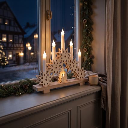 BRILAGI - LED Christmas candle holder 5xLED/2xAA beige