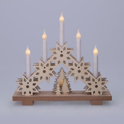 BRILAGI - LED Christmas candle holder 5xLED/2xAA beige