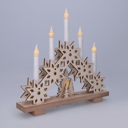 BRILAGI - LED Christmas candle holder 5xLED/2xAA beige