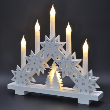 BRILAGI - LED Christmas candle holder 5xLED/2xAA white