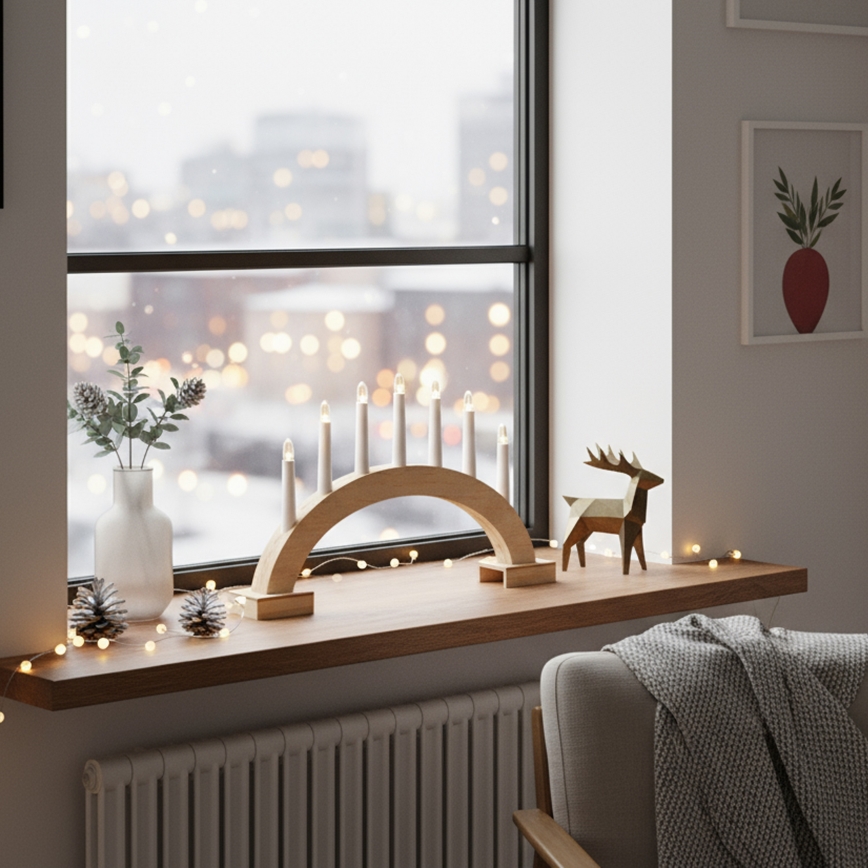BRILAGI - LED Christmas candle holder 7xLED/2xAA beige/white