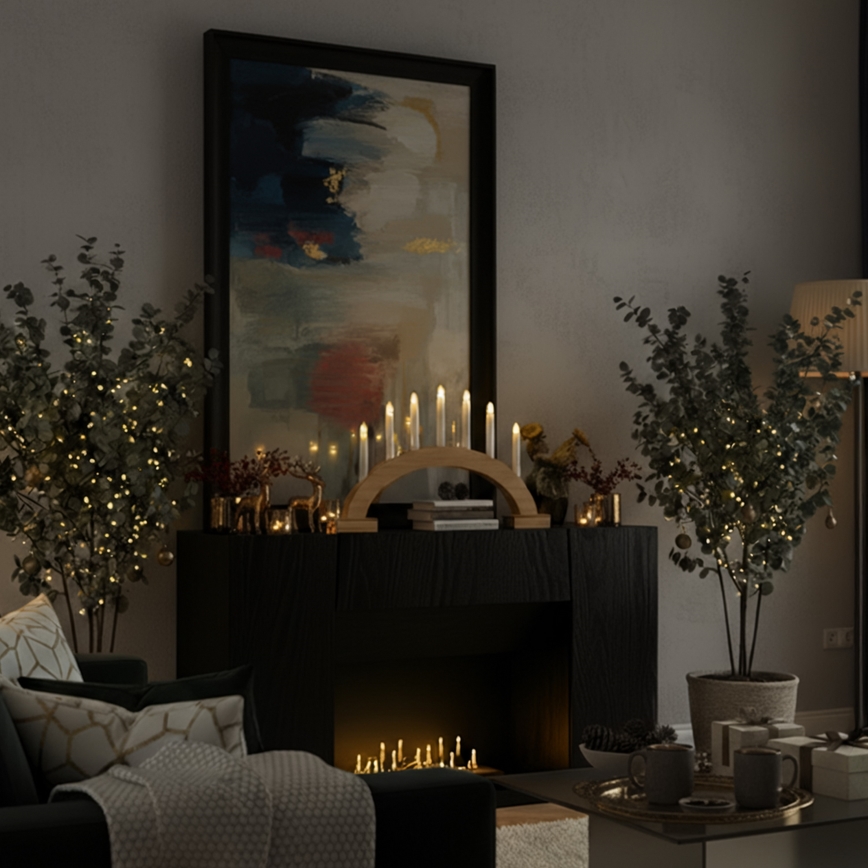 BRILAGI - LED Christmas candle holder 7xLED/2xAA beige/white