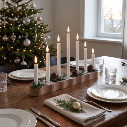 BRILAGI - LED Christmas Candle Holder 7xLED/2xAA Beige/White