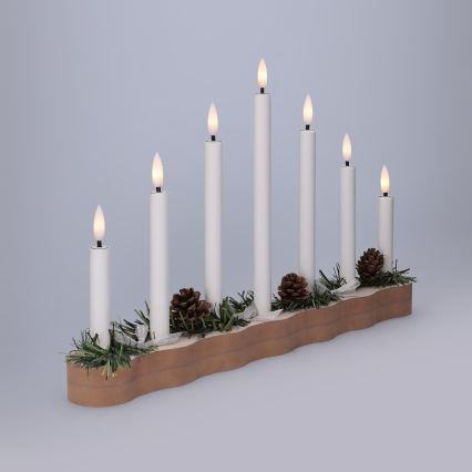 BRILAGI - LED Christmas Candle Holder 7xLED/2xAA Beige/White