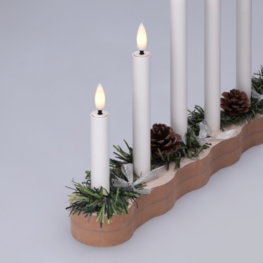 BRILAGI - LED Christmas Candle Holder 7xLED/2xAA Beige/White
