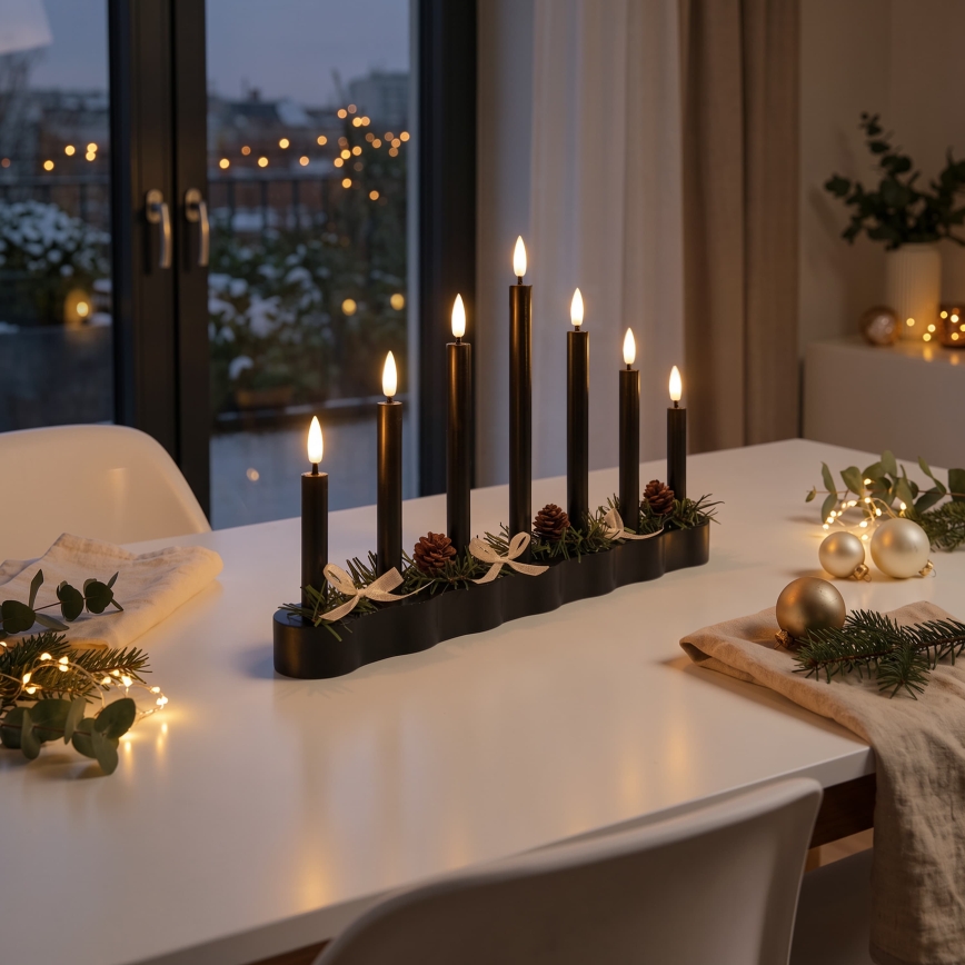 BRILAGI - LED Christmas candle holder 7xLED/2xAA black