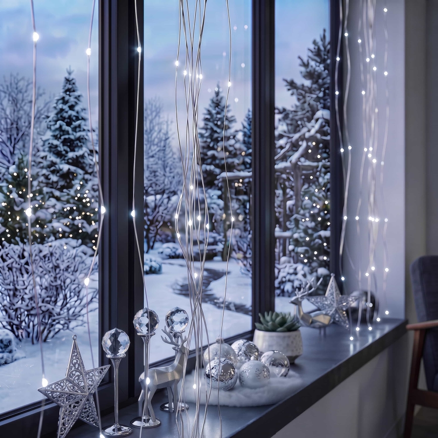 BRILAGI - LED Christmas curtain 300xLED/8 functions/3xAA/USB 1,2m cool white