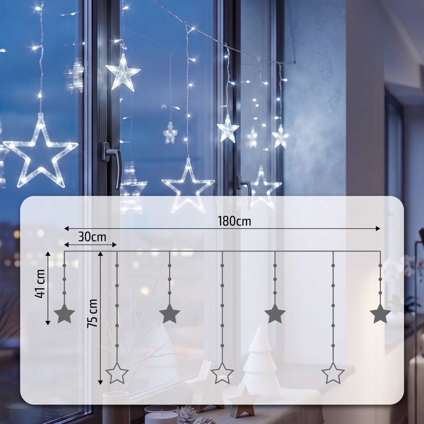 BRILAGI - LED Christmas curtain 77xLED/3xAA/USB 1,8m cool white