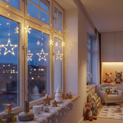 BRILAGI - LED Christmas curtain 77xLED/3xAA/USB 1,8m warm white