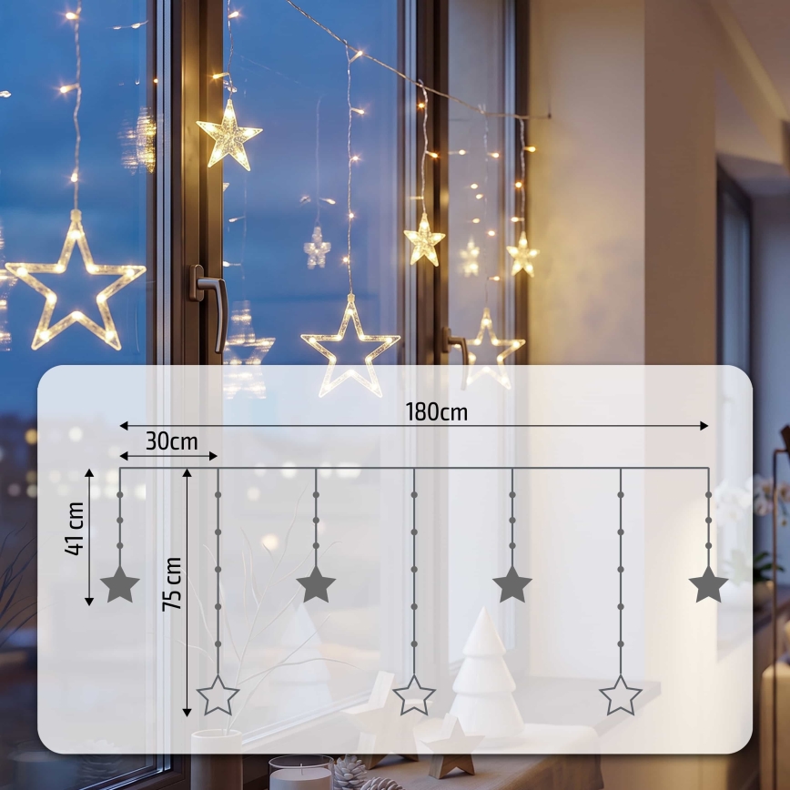 BRILAGI - LED Christmas curtain 77xLED/3xAA/USB 1,8m warm white