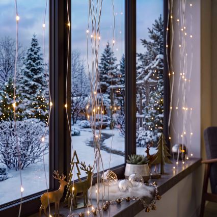 BRILAGI - LED Christmas curtain lights 300xLED/8 functions/3xAA/USB 1,2m warm white