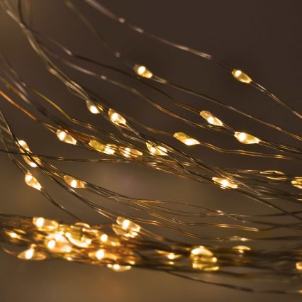 BRILAGI - LED Christmas curtain lights 300xLED/8 functions/3xAA/USB 1,2m warm white