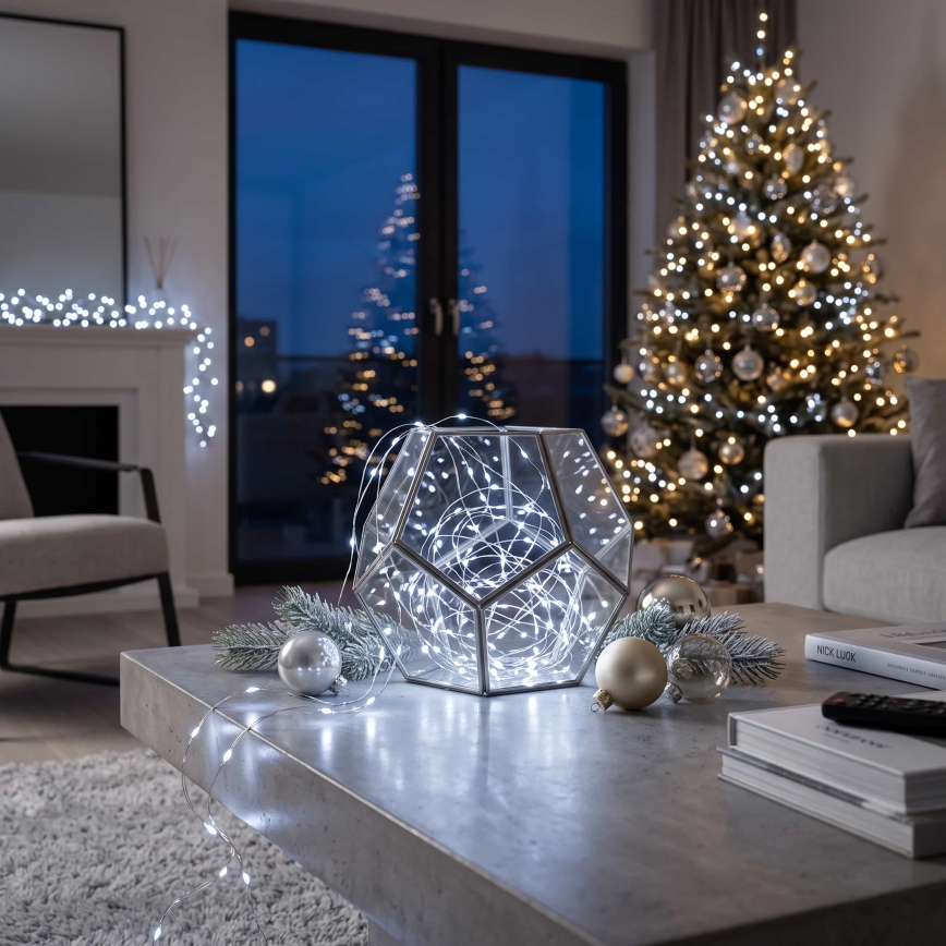 Brilagi - LED Christmas lights 100xLED/3xAA 10m cool white