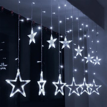 Brilagi - LED Christmas outdoor curtain 77xLED/3xAA/USB 1,8m IP44 cool white