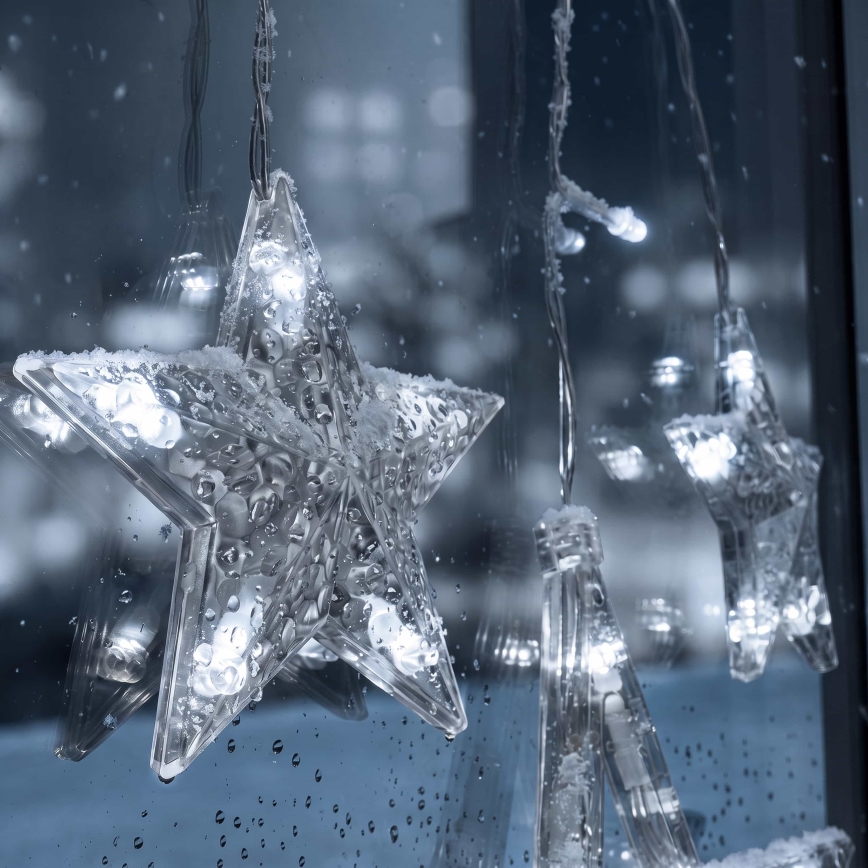 BRILAGI - LED Christmas outdoor curtain 77xLED/3xAA/USB 1,8m IP44 cool white