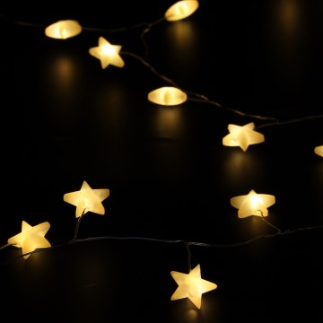 Brilagi - LED Christmas star string lights, 40 LEDs, battery-powered (3×AA), 1.8 m, warm white