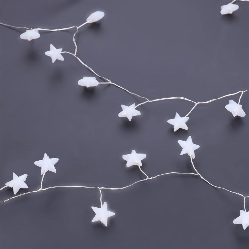Brilagi - LED Christmas star string lights, 40 LEDs, battery-powered (3×AA), 1.8 m, warm white