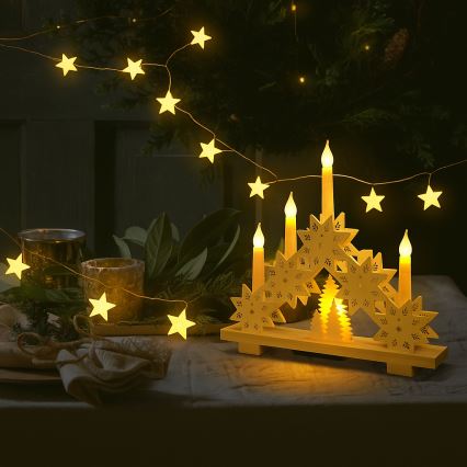 Brilagi - LED Christmas star string lights, 40 LEDs, battery-powered (3×AA), 1.8 m, warm white