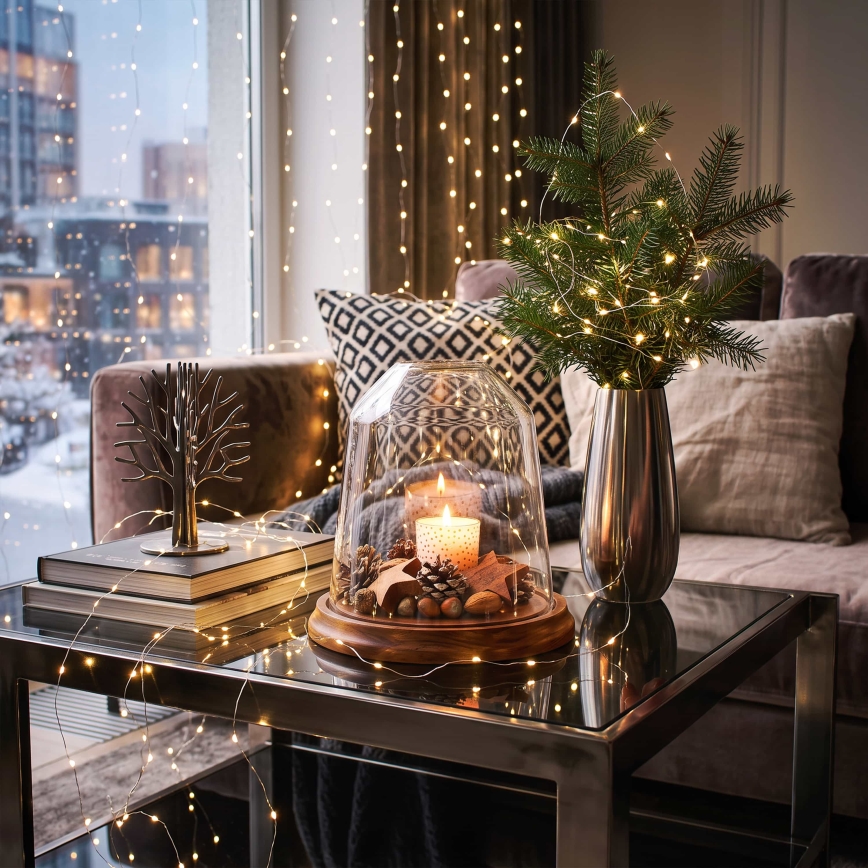 Brilagi - LED Christmas string lights 100xLED/3xAA 10m warm white