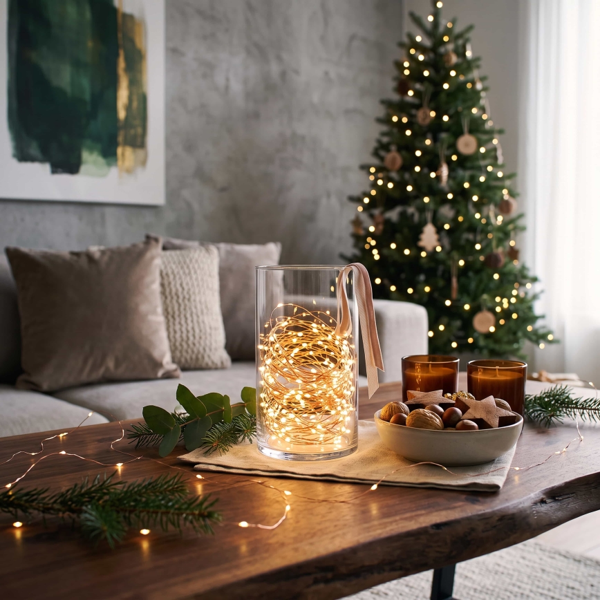 Brilagi - LED Christmas string lights 100xLED/3xAA 10m warm white