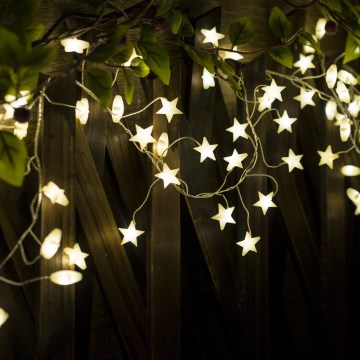 Brilagi - LED Christmas string lights 40xLED/3xAA 1,8m warm white stars